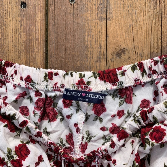 Brandy Melville rose pattern fabric shorts🌹 - Picture 2 of 3